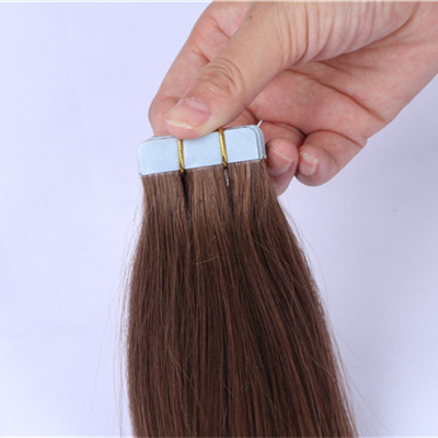 Invisible double sided tape in hair extensions dark brown 6# remy tape in  hair wholesale 16